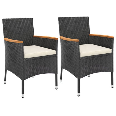 3 Piece Garden Bistro Set with Cushions Black Poly Rattan Payday Deals