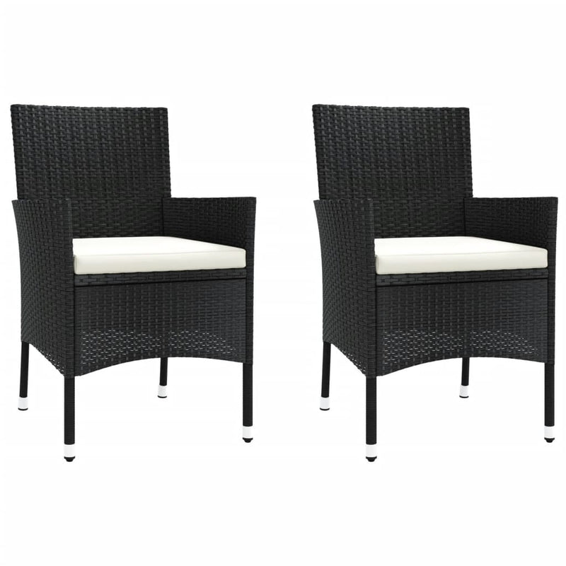3 Piece Garden Bistro Set with Cushions Black Poly Rattan Payday Deals