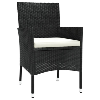3 Piece Garden Bistro Set with Cushions Black Poly Rattan Payday Deals