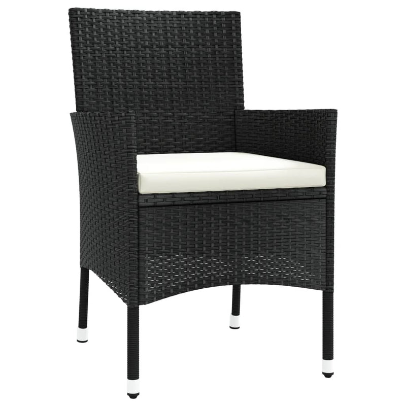 3 Piece Garden Bistro Set with Cushions Black Poly Rattan Payday Deals