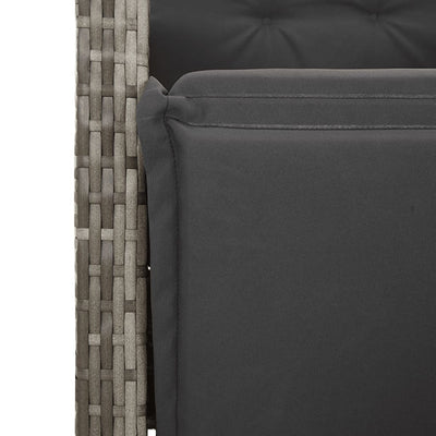 3 Piece Garden Bistro Set with Cushions Grey Poly Rattan Payday Deals