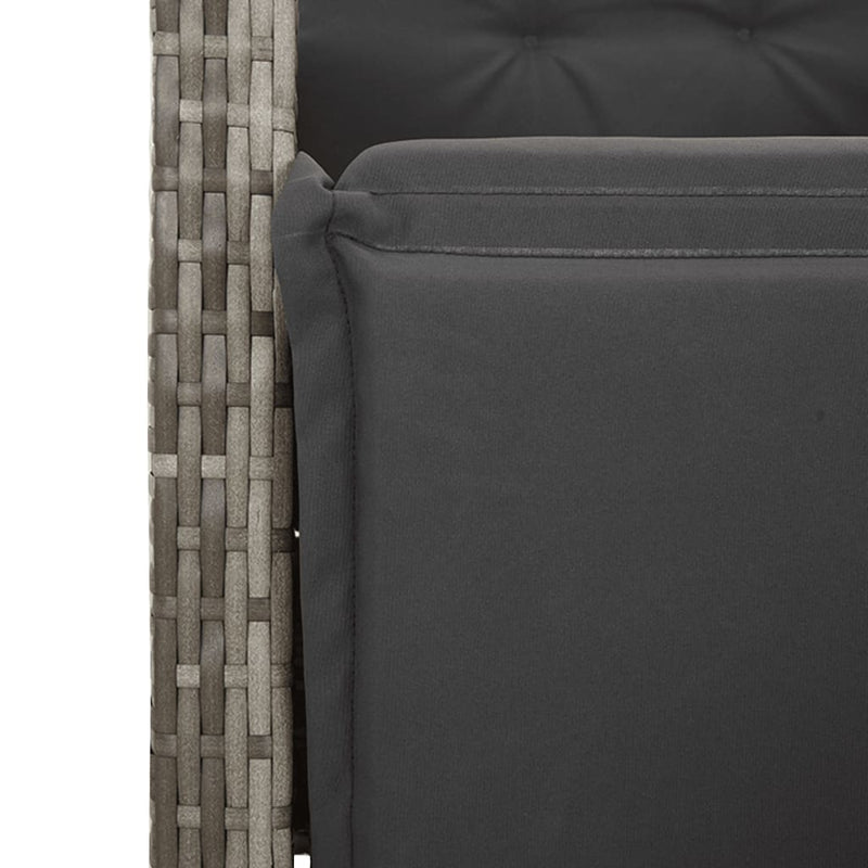 3 Piece Garden Bistro Set with Cushions Grey Poly Rattan Payday Deals