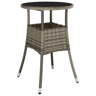 3 Piece Garden Bistro Set with Cushions Grey Poly Rattan Payday Deals