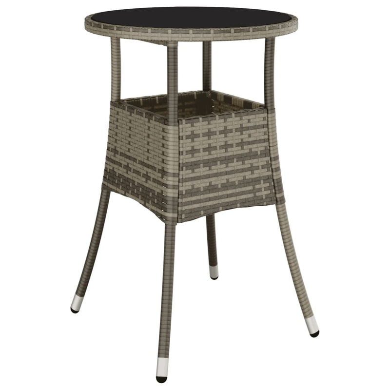 3 Piece Garden Bistro Set with Cushions Grey Poly Rattan Payday Deals