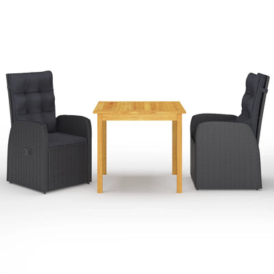 3 Piece Garden Dining Set Black Payday Deals