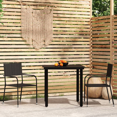 3 Piece Garden Dining Set Black Payday Deals