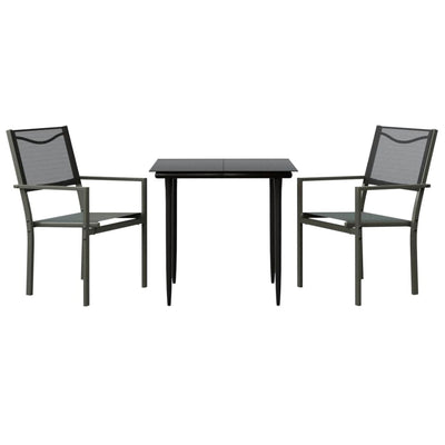 3 Piece Garden Dining Set Black Steel and Textilene Payday Deals