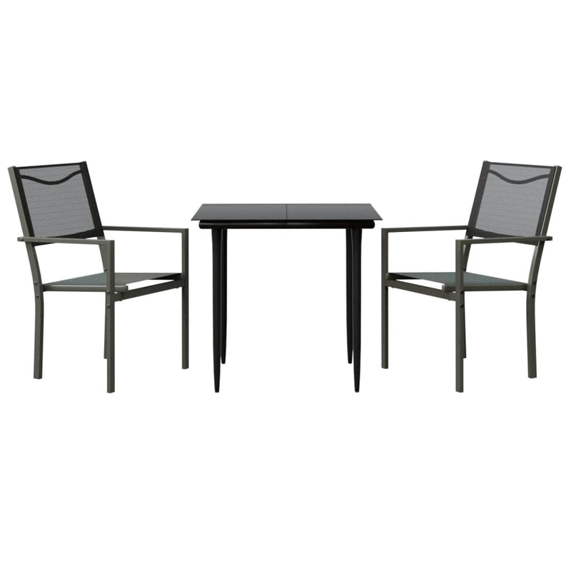 3 Piece Garden Dining Set Black Steel and Textilene Payday Deals