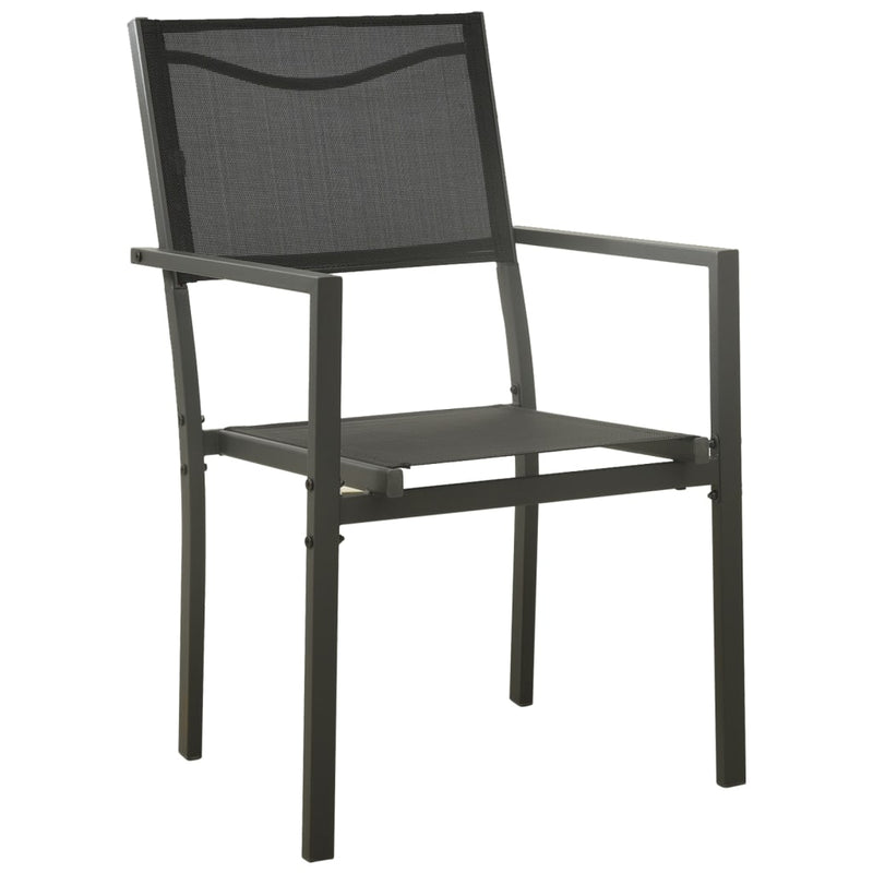 3 Piece Garden Dining Set Black Steel and Textilene Payday Deals