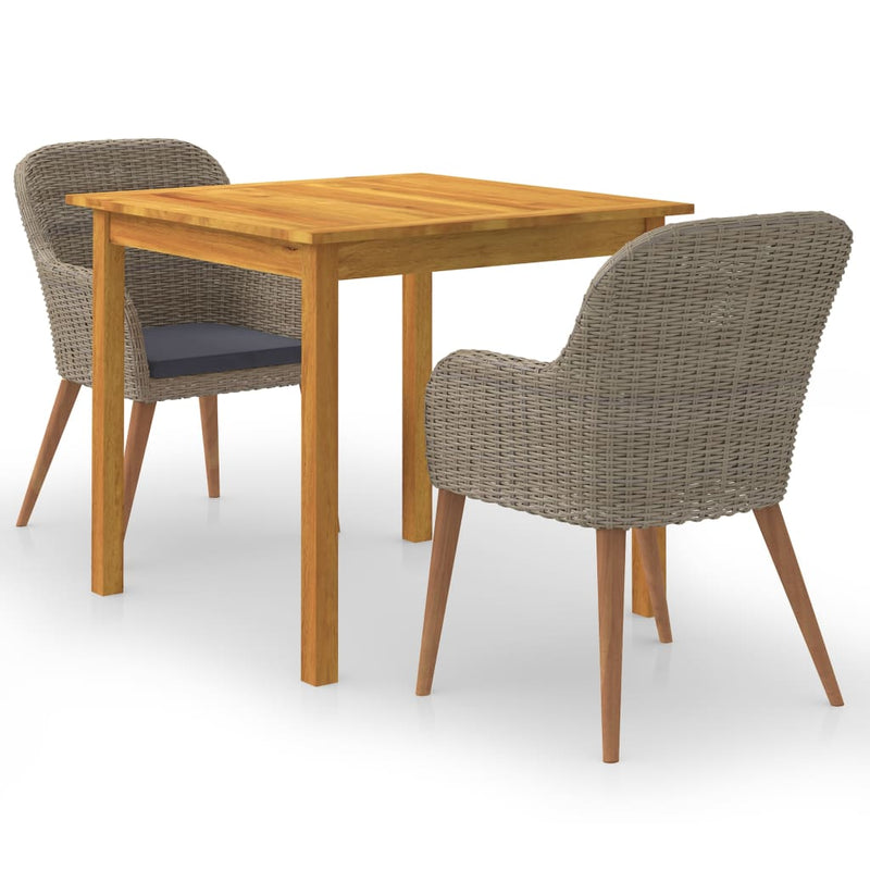 3 Piece Garden Dining Set Brown Payday Deals