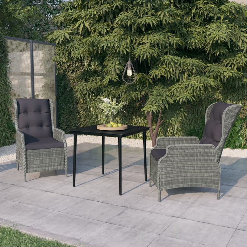 3 Piece Garden Dining Set Light Grey Payday Deals