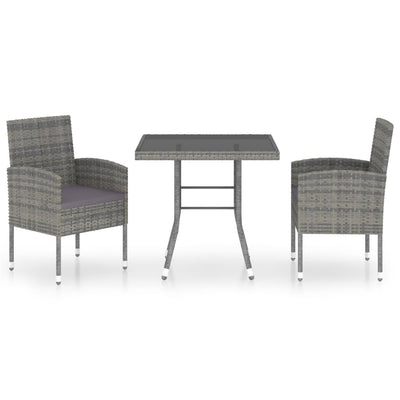3 Piece Garden Dining Set Poly Rattan Anthracite Payday Deals