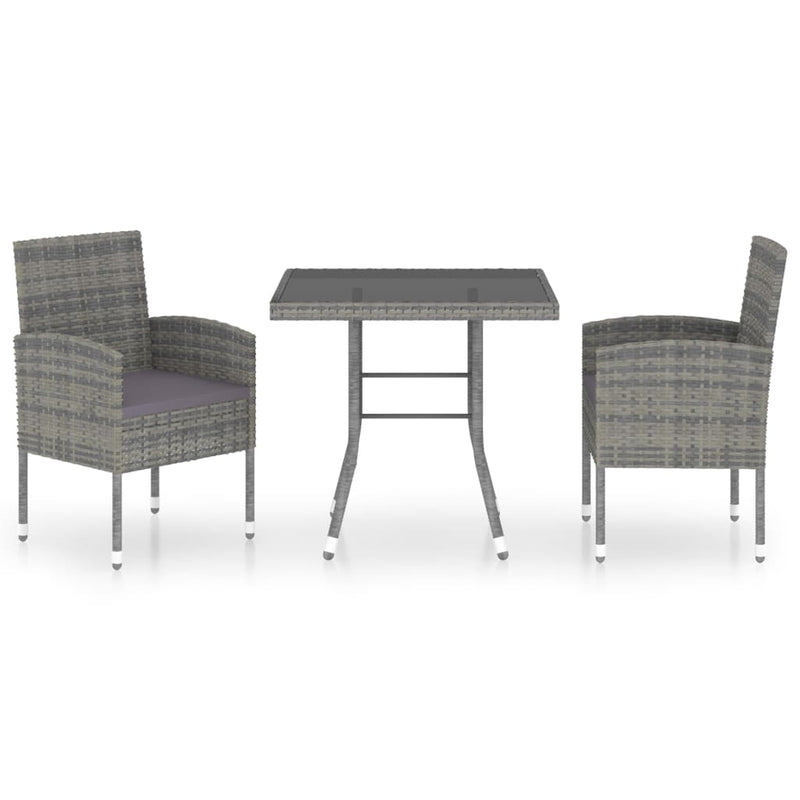 3 Piece Garden Dining Set Poly Rattan Anthracite Payday Deals