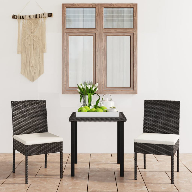 3 Piece Garden Dining Set Poly Rattan Black Payday Deals
