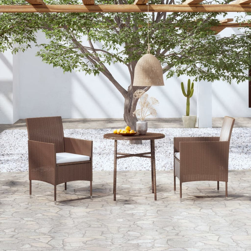 3 Piece Garden Dining Set Poly Rattan Brown Payday Deals