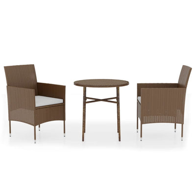3 Piece Garden Dining Set Poly Rattan Brown Payday Deals