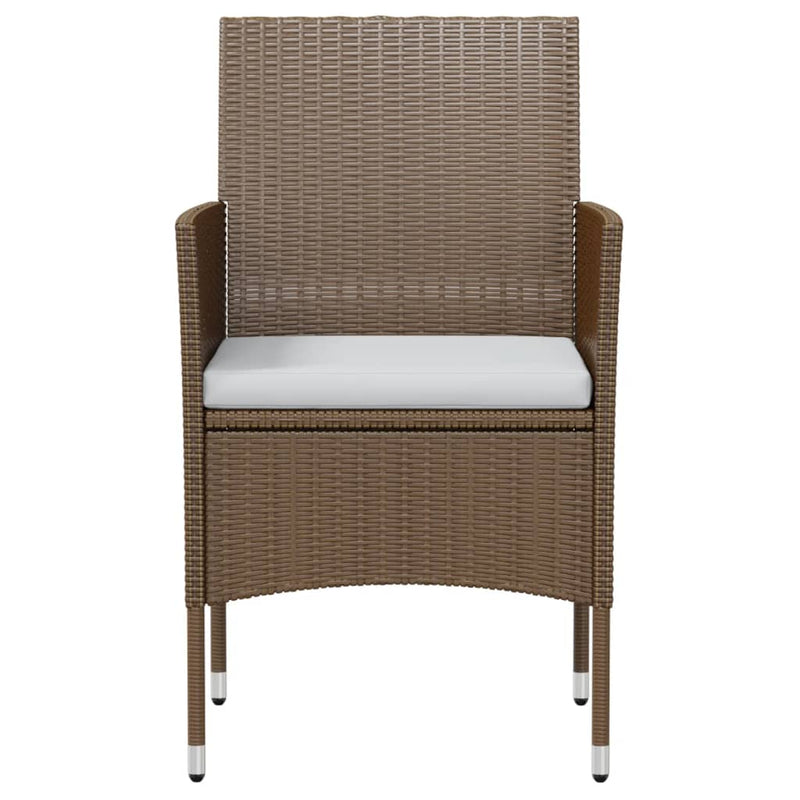 3 Piece Garden Dining Set Poly Rattan Brown Payday Deals
