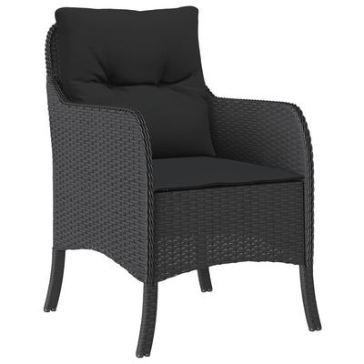 3 Piece Garden Dining Set with Cushions Black Poly Rattan Payday Deals