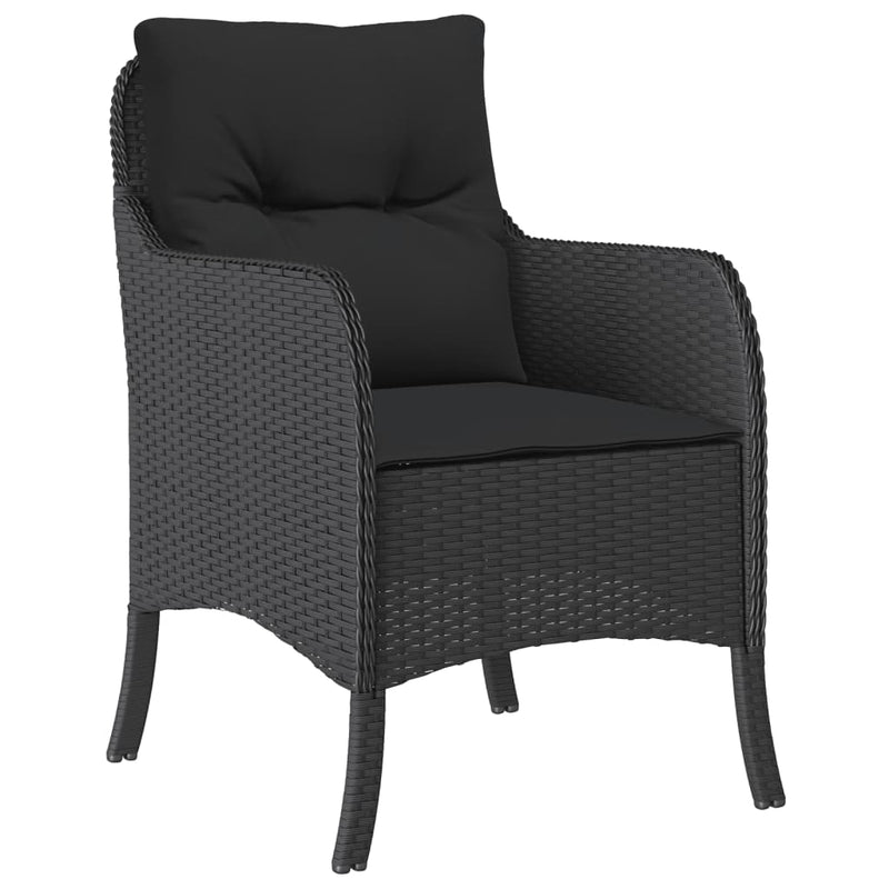 3 Piece Garden Dining Set with Cushions Black Poly Rattan Payday Deals