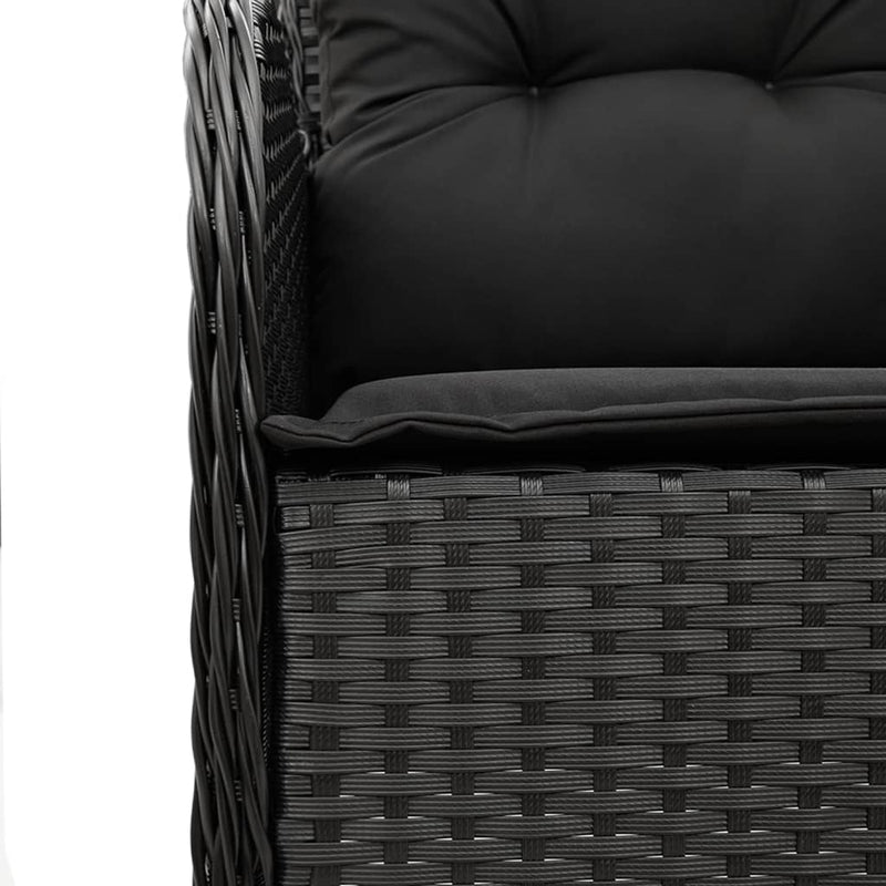 3 Piece Garden Dining Set with Cushions Black Poly Rattan Payday Deals