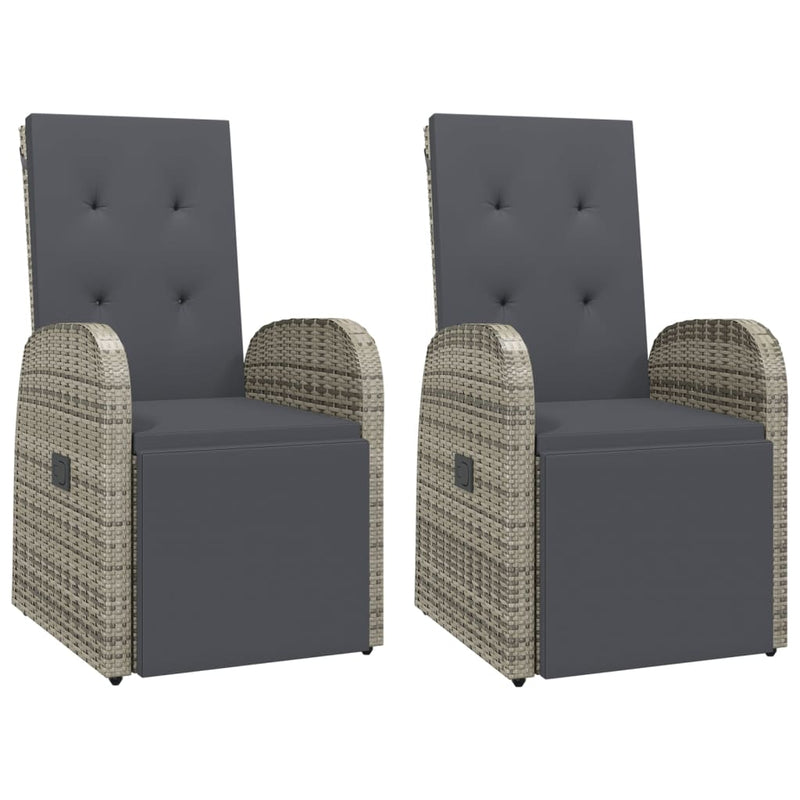 3 Piece Garden Dining Set with Cushions Grey Poly Rattan Payday Deals