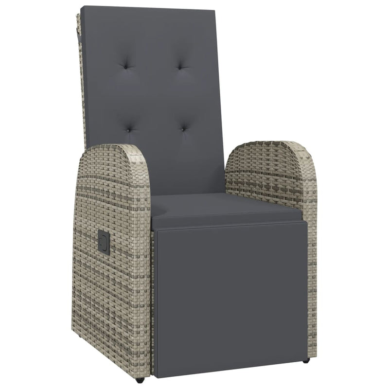 3 Piece Garden Dining Set with Cushions Grey Poly Rattan Payday Deals