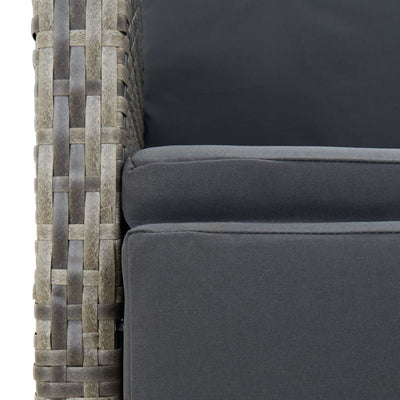 3 Piece Garden Dining Set with Cushions Grey Poly Rattan Payday Deals