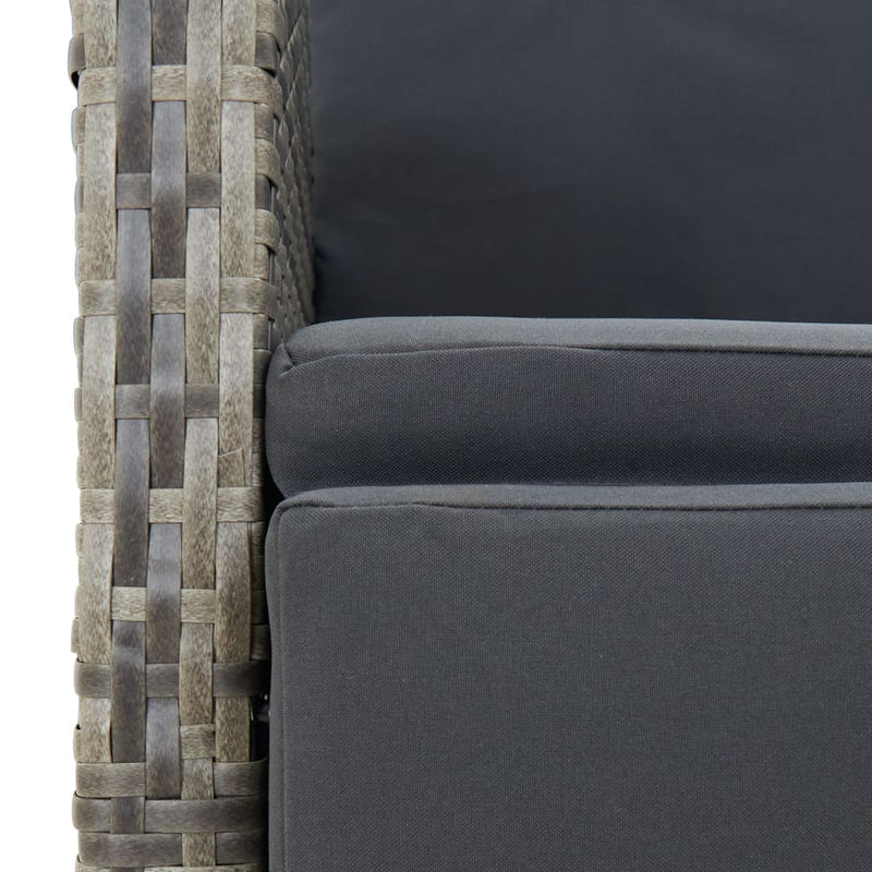 3 Piece Garden Dining Set with Cushions Grey Poly Rattan Payday Deals