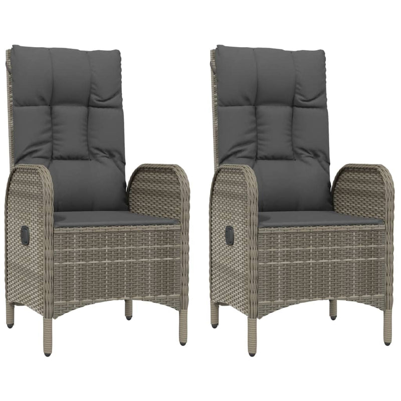 3 Piece Garden Dining Set with Cushions Grey Poly Rattan Payday Deals