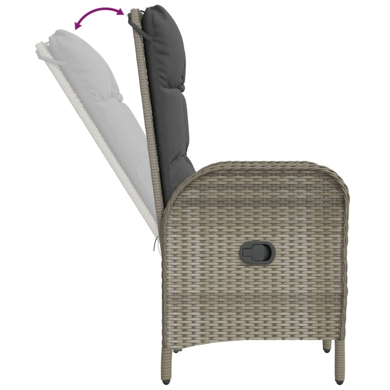 3 Piece Garden Dining Set with Cushions Grey Poly Rattan Payday Deals