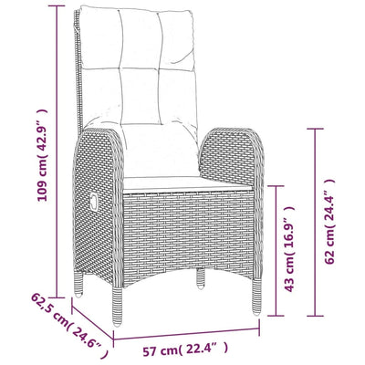 3 Piece Garden Dining Set with Cushions Grey Poly Rattan Payday Deals