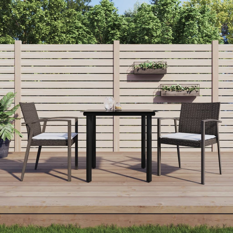 3 Piece Garden Dining Set with Cushions Poly Rattan and Steel Payday Deals