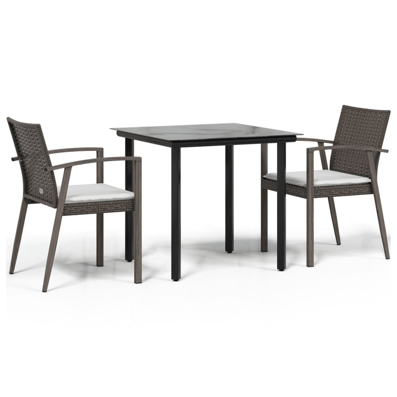3 Piece Garden Dining Set with Cushions Poly Rattan and Steel Payday Deals