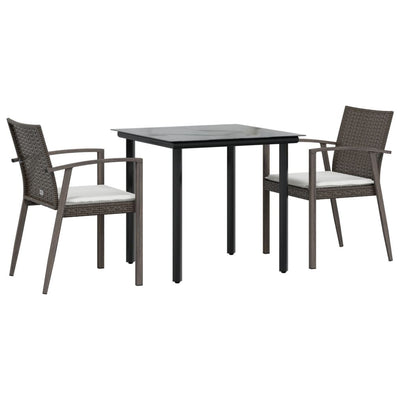 3 Piece Garden Dining Set with Cushions Poly Rattan and Steel Payday Deals