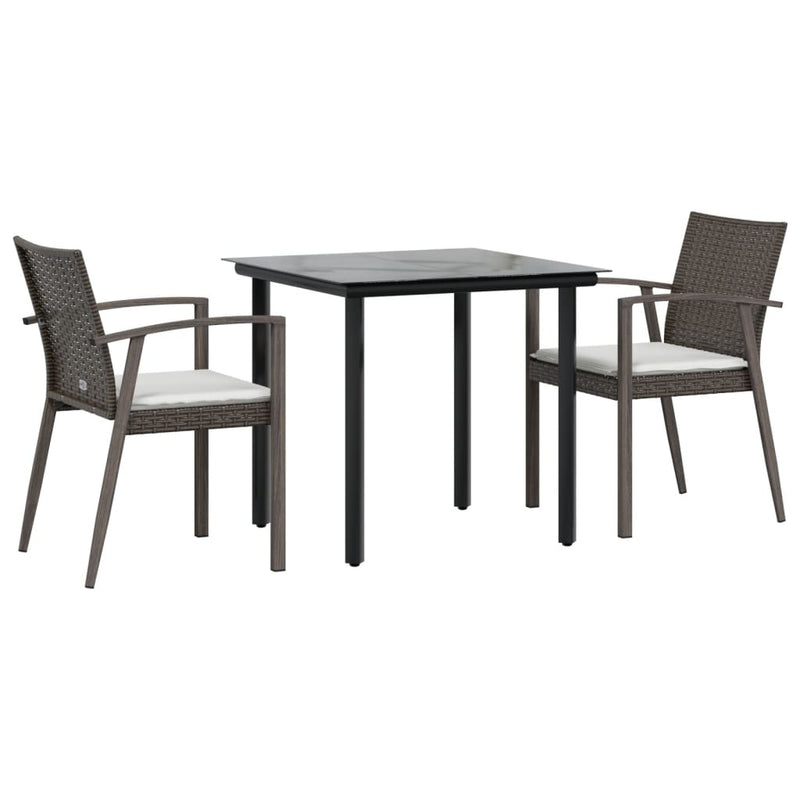 3 Piece Garden Dining Set with Cushions Poly Rattan and Steel Payday Deals