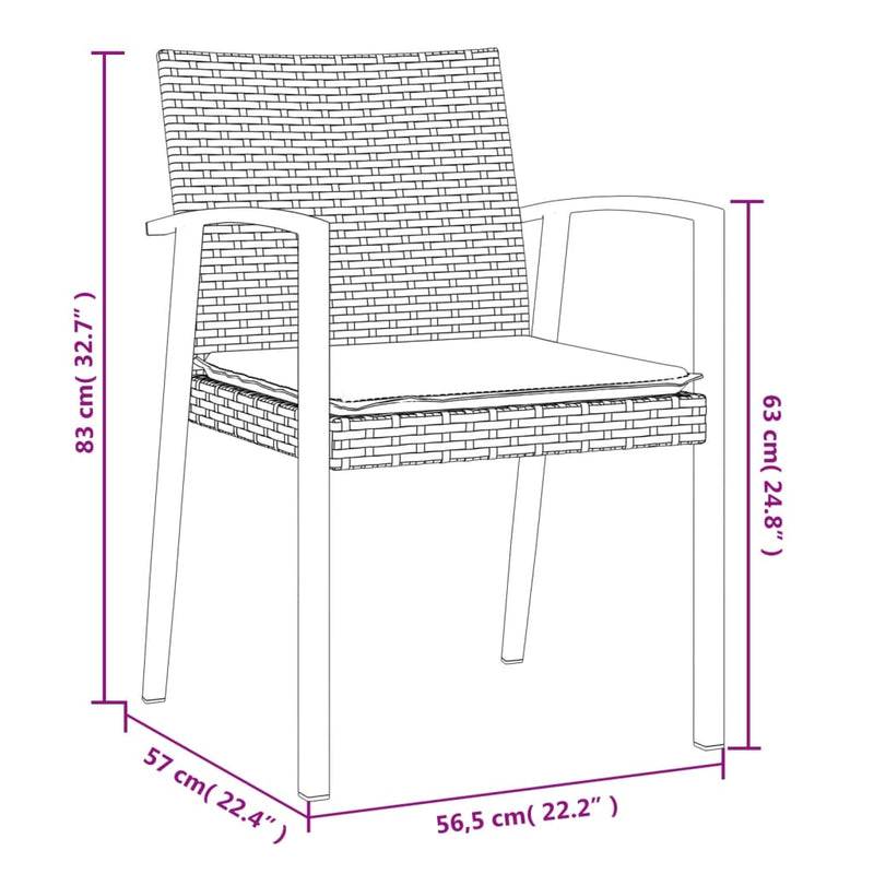3 Piece Garden Dining Set with Cushions Poly Rattan and Steel Payday Deals