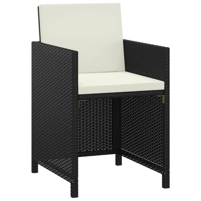 3 Piece Garden Dining Set with Cushions Poly Rattan Black Payday Deals