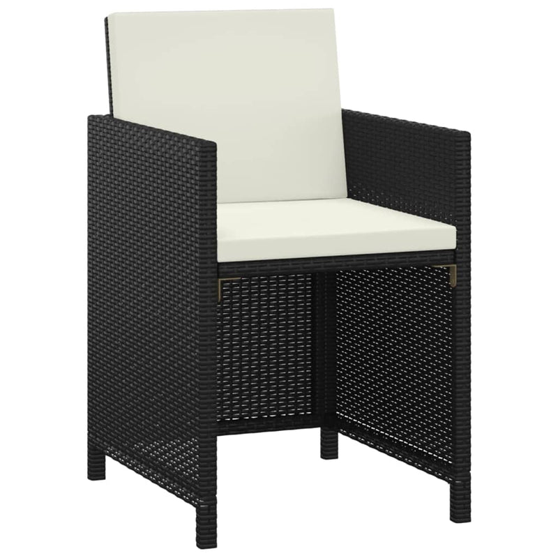 3 Piece Garden Dining Set with Cushions Poly Rattan Black Payday Deals