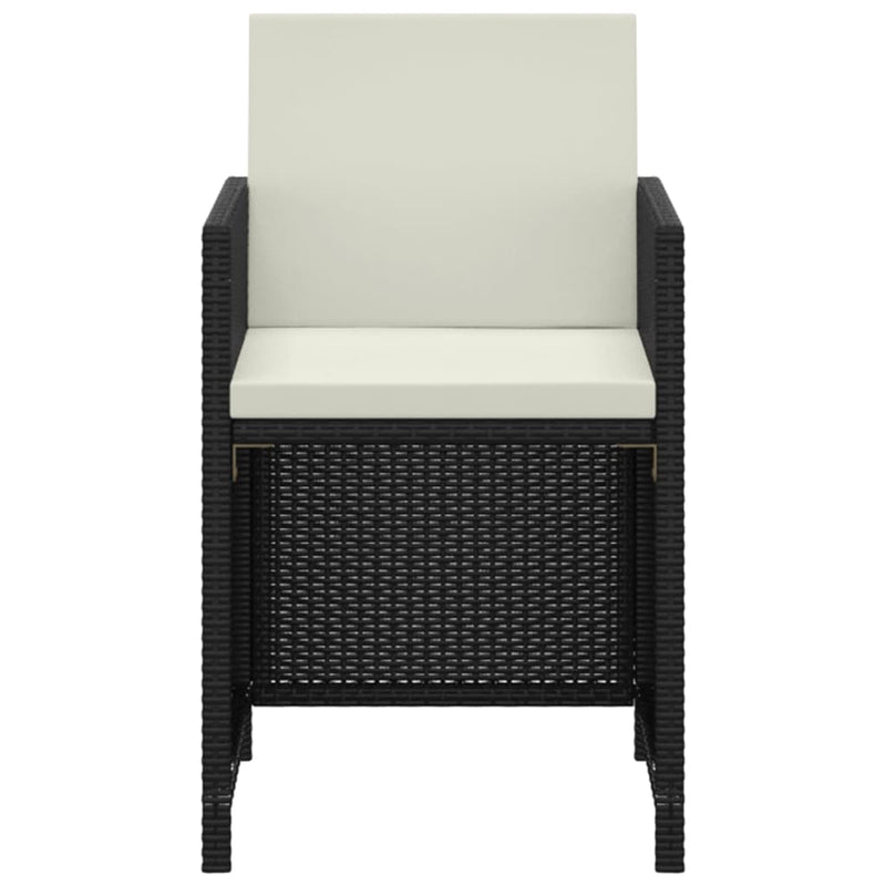 3 Piece Garden Dining Set with Cushions Poly Rattan Black Payday Deals