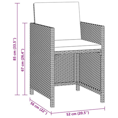 3 Piece Garden Dining Set with Cushions Poly Rattan Black Payday Deals