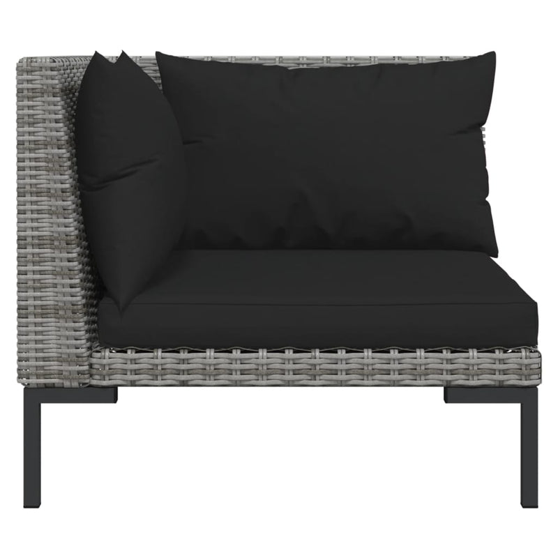 3 Piece Garden Lounge Set Dark Grey Half Round Poly Rattan Payday Deals