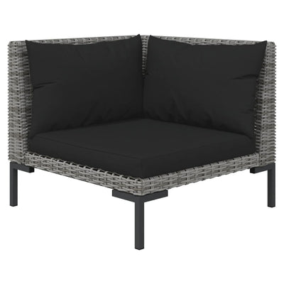 3 Piece Garden Lounge Set Dark Grey Half Round Poly Rattan Payday Deals
