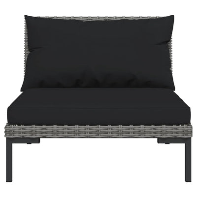 3 Piece Garden Lounge Set Dark Grey Half Round Poly Rattan Payday Deals