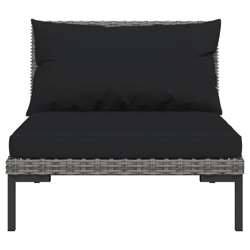 3 Piece Garden Lounge Set Dark Grey Half Round Poly Rattan Payday Deals