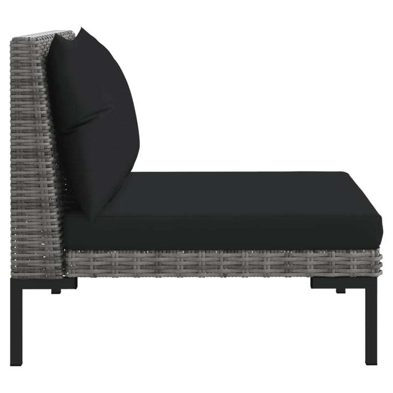 3 Piece Garden Lounge Set Dark Grey Half Round Poly Rattan Payday Deals