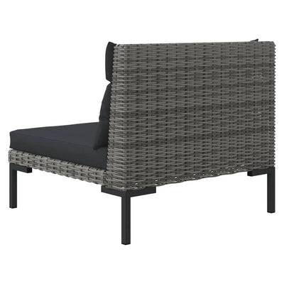 3 Piece Garden Lounge Set Dark Grey Half Round Poly Rattan Payday Deals