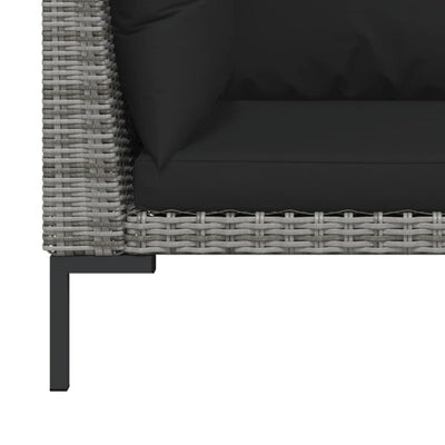 3 Piece Garden Lounge Set Dark Grey Half Round Poly Rattan Payday Deals
