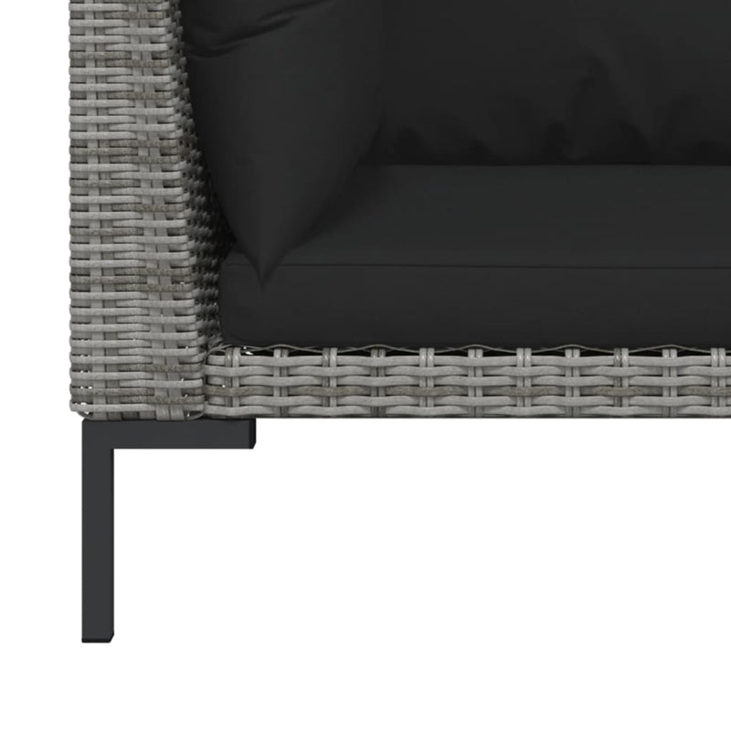 3 Piece Garden Lounge Set Dark Grey Half Round Poly Rattan Payday Deals