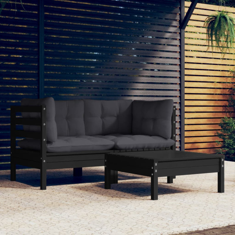 3 Piece Garden Lounge Set with Anthracite Cushions Pinewood Payday Deals