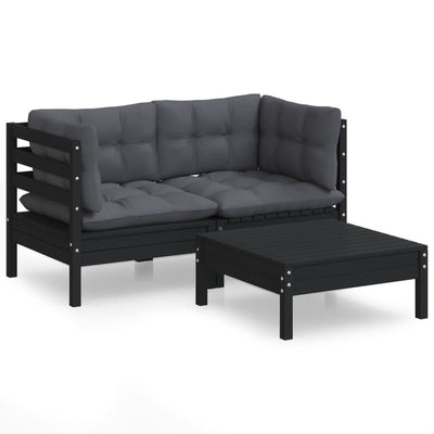 3 Piece Garden Lounge Set with Anthracite Cushions Pinewood Payday Deals